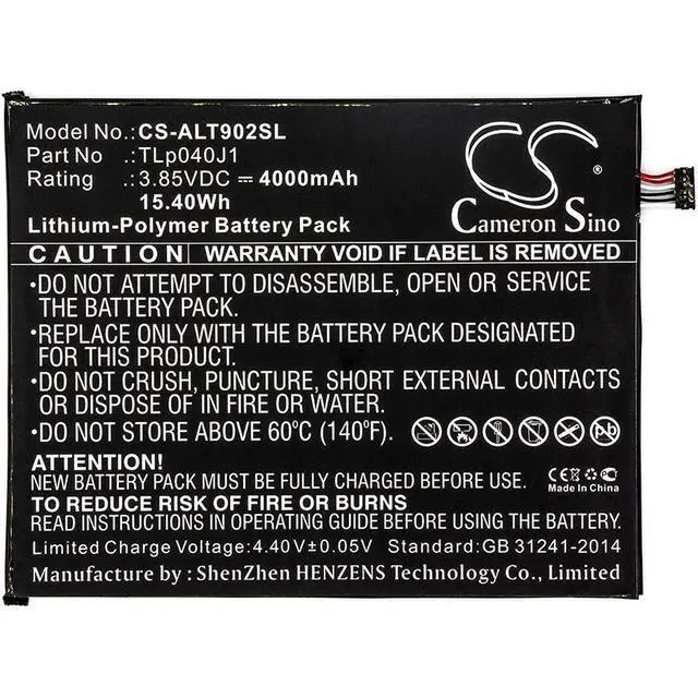 Alt view image 3 of 4 - CS Replacement Battery for Alcatel A30 Tablet,A30 Tablet 4G LTE,9024W,8082,Joy Tab,9029Z PN:TLp040J1,TLP040K 4000mAh / 15.4Wh