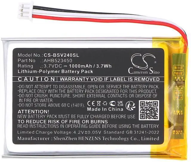 Alt view image 3 of 5 - CS Replacement Battery for Babysense V24R Video Baby Monitor PN:AHB523450 1000mAh / 3.7Wh