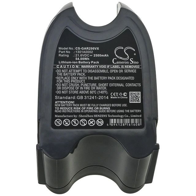 Alt view image 5 of 5 - CS Replacement Battery for Gtech Multi MK2,Multi MK2 K9,ATF011,Power Floor MK1,Power Floor MK1 K9 PN:1301A0002 2500mAh / 54Wh