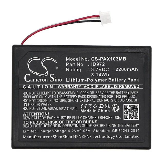 Alt view image 3 of 5 - CS Replacement Battery for Panasonic KX-HN1032W,KX-HN3001,KX-HN3051,KX-HN4001W,KX-HN4101W,KX-HN4102W PN:ID97 2200mAh / 8.14Wh