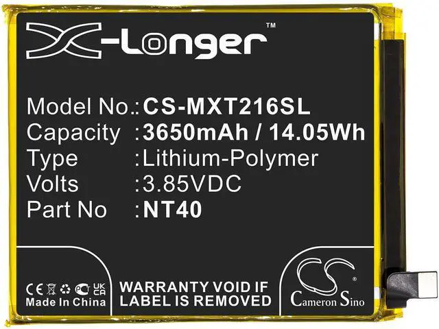 Alt view image 3 of 5 - CS Replacement Battery for Motorola Moto G Pure,XT2163-4,XT2163DL,G Pure 2021 PN:NT40 3650mAh / 14.05Wh