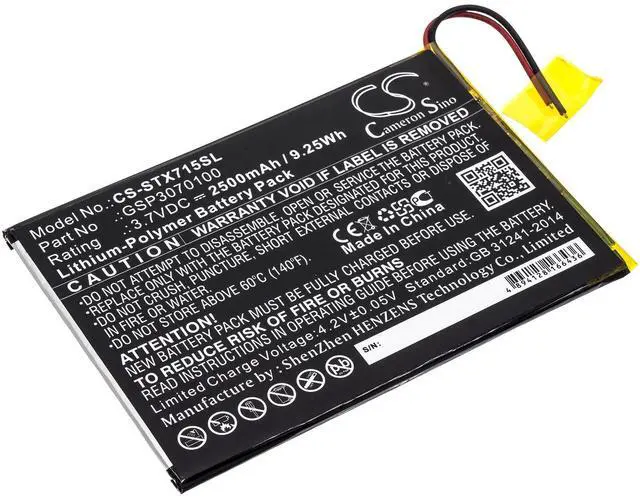 Main image of CS Replacement Battery for SmarTab ST7150 PN:GSP3070100 2500mAh / 9.25Wh
