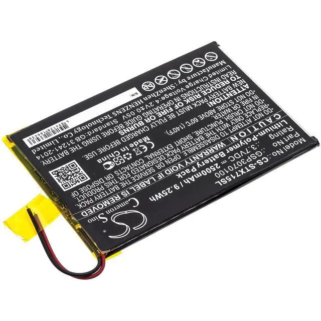 Alt view image 2 of 5 - CS Replacement Battery for SmarTab ST7150 PN:GSP3070100 2500mAh / 9.25Wh