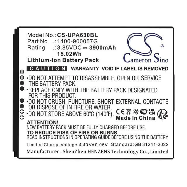 Alt view image 5 of 5 - CS Replacement Battery for Unitech EA630,EA630 Plus PN:1400-900057G 3900mAh / 15.02Wh