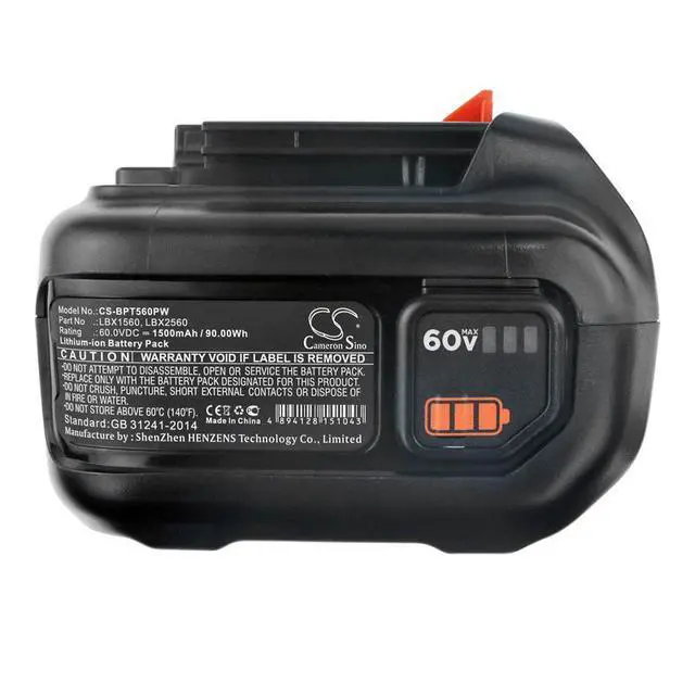 Alt view image 4 of 4 - CS Replacement Battery for Black & Decker LSW60C,CM2060C,LHT360CFF 60V MAX Hedge Trimmer,LHT360,LHT PN:LBX1560 1500mAh / 90Wh