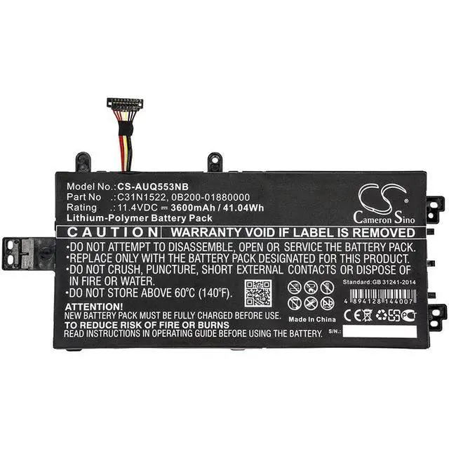 Alt view image 3 of 4 - CS Replacement Battery for Asus Q553U,Q553UB-BSI7T13 PN:C31N1522,0B200-01880000 3600mAh / 41.04Wh