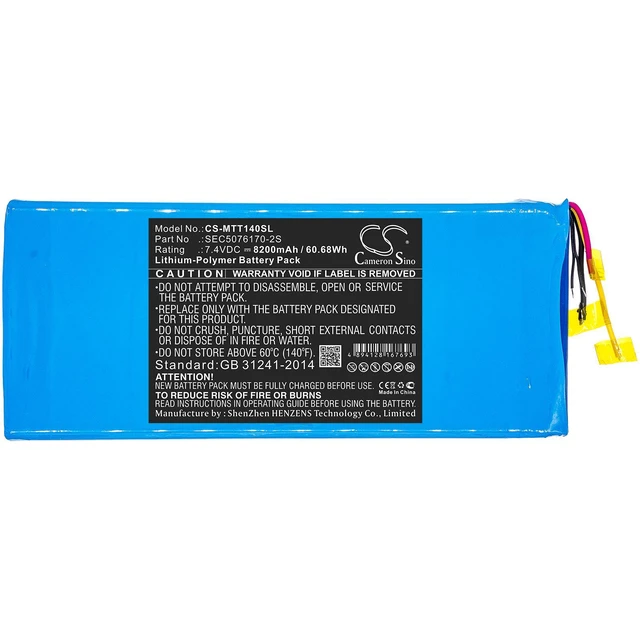Alt view image 3 of 5 - CS Replacement Battery for Micsig TO1000,TO1104+,STO1000,ATO1102,ATO1104,TO1072,TO1074,TO1 PN:SEC5076170-2S 8200mAh / 60.68Wh