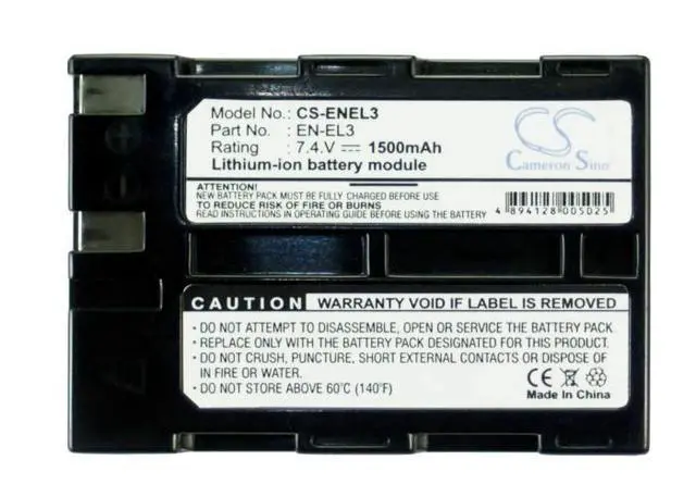 Alt view image 5 of 5 - CS Replacement Battery for NiKon D100,D100 SLR,D50,D70,D70s PN:EN-EL3,EN-EL3a 1300mAh / 9.62Wh