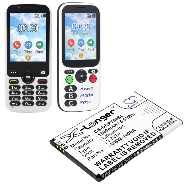 Alt view image 4 of 4 - CS Replacement Battery for Doro 730X,731X 4G,780X,780X IUP,7010,7011,7781,DFB-0320,Secure 730x, PN:DBW-1600A 1500mAh / 5.55Wh