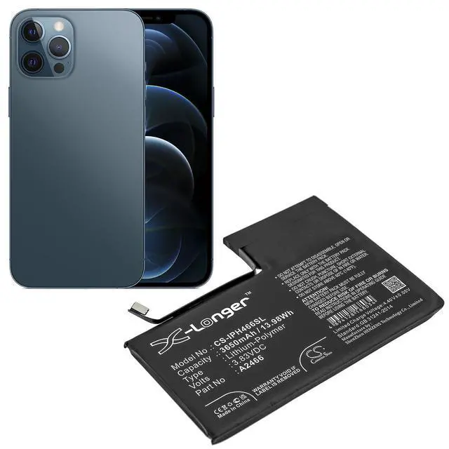 Alt view image 5 of 5 - CS Replacement Battery for Apple iPhone 12 Pro Max PN:A2466 3650mAh / 13.98Wh