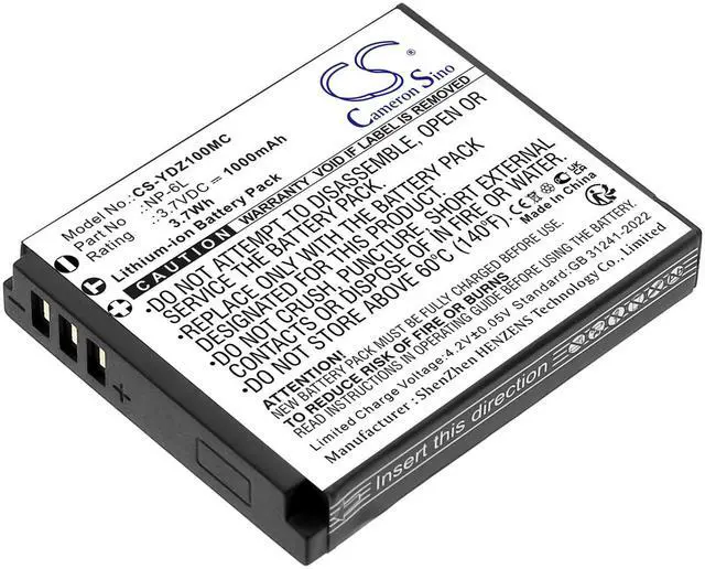 Main image of CS Replacement Battery for Generic,Minolta,Yashica FHD 1080P 44MP Digital Camera PN:NP-6L 1000mAh / 3.7Wh