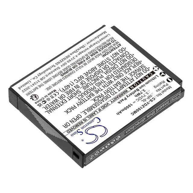 Alt view image 2 of 5 - CS Replacement Battery for Generic,Minolta,Yashica FHD 1080P 44MP Digital Camera PN:NP-6L 1000mAh / 3.7Wh