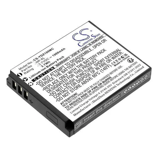 Alt view image 4 of 5 - CS Replacement Battery for Generic,Minolta,Yashica FHD 1080P 44MP Digital Camera PN:NP-6L 1000mAh / 3.7Wh