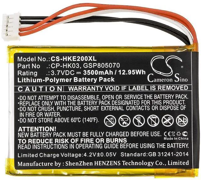 Alt view image 3 of 5 - CS Replacement Battery for Harman/Kardon Esquire 2 PN:CP-HK03,GSP805070 3500mAh / 12.95Wh