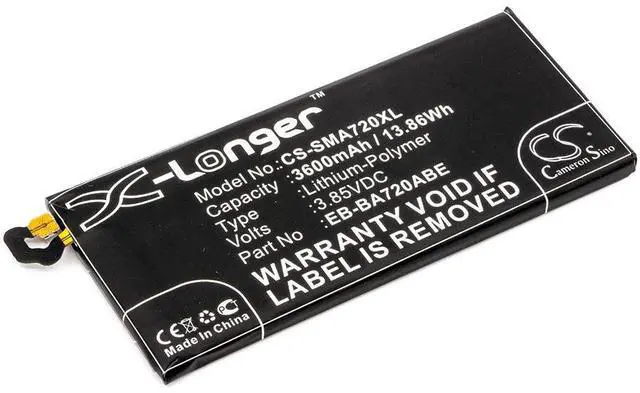 Main image of CS Replacement Battery for Samsung Galaxy A7 2017,SM-A720F,SM-A720F/DS,SM-A720S,Galaxy A7 20 PN:EB-BA720ABE 3600mAh / 13.86Wh