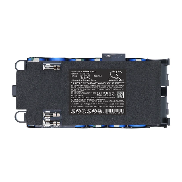 Alt view image 5 of 5 - CS Replacement Battery for Shark IX140H,IX141H,IZ340H PN:XFBT650 1800mAh / 38.88Wh