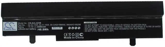 Main image of CS Replacement Battery for Asus Eee PC 1005HA,Eee PC 1005HA-BLK140X,Eee PC 1005HA-EU1X-BK,Eee PN:AL32-1005 4400mAh / 47.52Wh