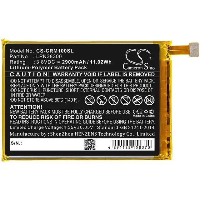 Alt view image 3 of 4 - CS Replacement Battery for Crosscall Trekker M1 PN:LPN38300 2900mAh / 11.02Wh