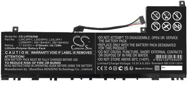 Alt view image 3 of 5 - CS Replacement Battery for Lenovo IdeaPad 5 Pro 14ITL6-82L30004MX,IdeaPad 5 Pro 14ITL6-82L3000N PN:L20C3PF1 4750mAh / 54.72Wh