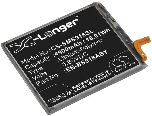 Main image of CS Replacement Battery for Samsung Galaxy S23 Ultra,SM-S918B,SM-S918Q,SM-S918N,SM-S918T,SM-S PN:EB-BS918ABY 4900mAh / 19.01Wh