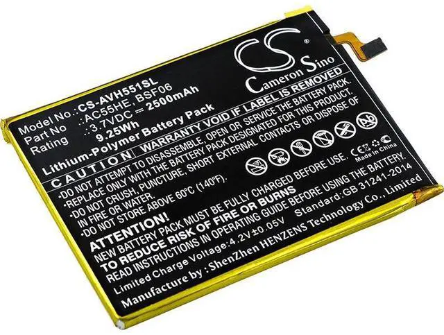 Main image of CS Replacement Battery for Archos 55 Helium Ultra,A55 Helium PN:AC55HE,BSF06 2500mAh / 9.25Wh