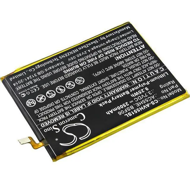Alt view image 2 of 4 - CS Replacement Battery for Archos 55 Helium Ultra,A55 Helium PN:AC55HE,BSF06 2500mAh / 9.25Wh
