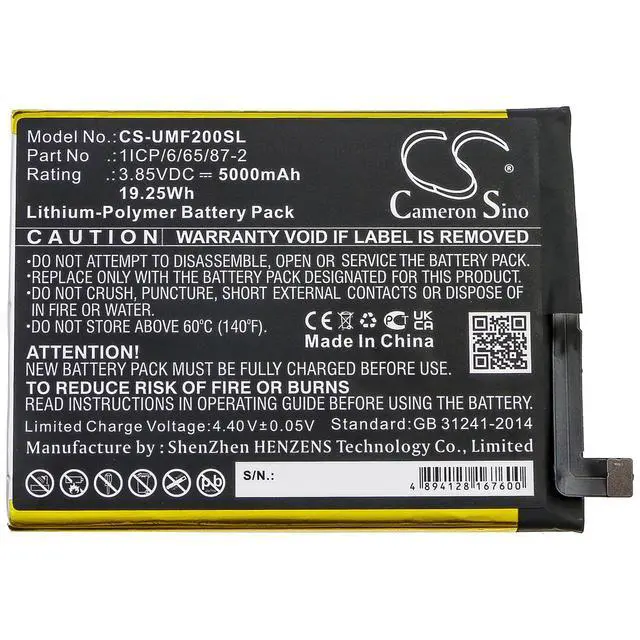 Alt view image 3 of 5 - CS Replacement Battery for UMI UMIDIGI F2 PN:1ICP/6/65/87-2 5000mAh / 19.25Wh