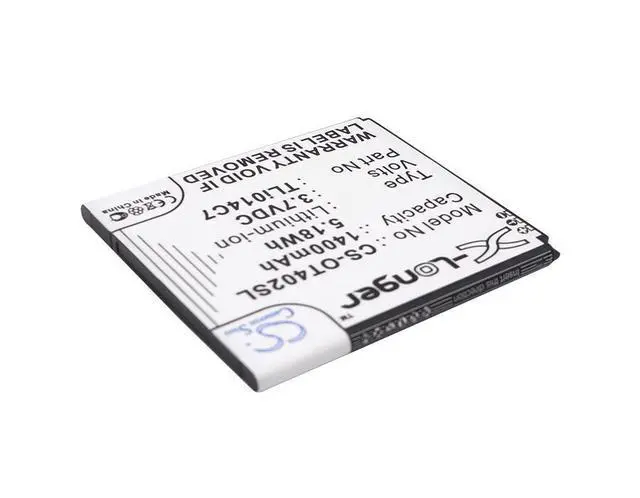 Alt view image 2 of 5 - CS Replacement Battery for Alcatel One Touch Pixi First,OT-4024,OT-4024D,OT-4024X PN:TLi014C7,TLP020A2 1400mAh / 5.18Wh
