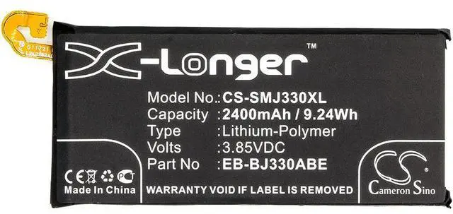 Alt view image 5 of 5 - CS Replacement Battery for Samsung Galaxy J3 2017,SM-J330G,SM-J330L,Galaxy J3 2017 TD-LTE,SM- PN:EB-BJ330ABE 2400mAh / 9.24Wh