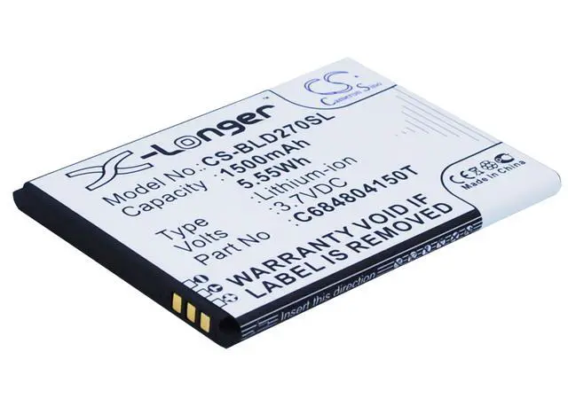 Alt view image 2 of 5 - CS Replacement Battery for BLU Dash 4.0,D270,D270a,D272,D272a,Music 4.0 PN:C684804150T,C6804804150T 1500mAh / 5.55Wh