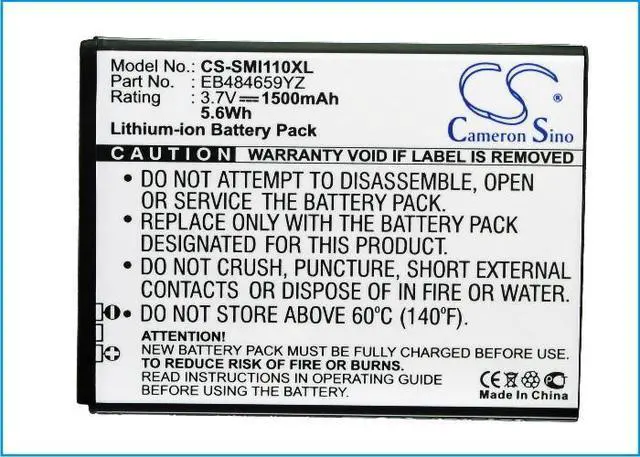 Alt view image 5 of 5 - CS Replacement Battery for Verizon SCH-i110,Illusion,Illusion i110,Galaxy S i500,SCHI110ZKV PN:EB484659YZ,EB 1500mAh / 5.55Wh