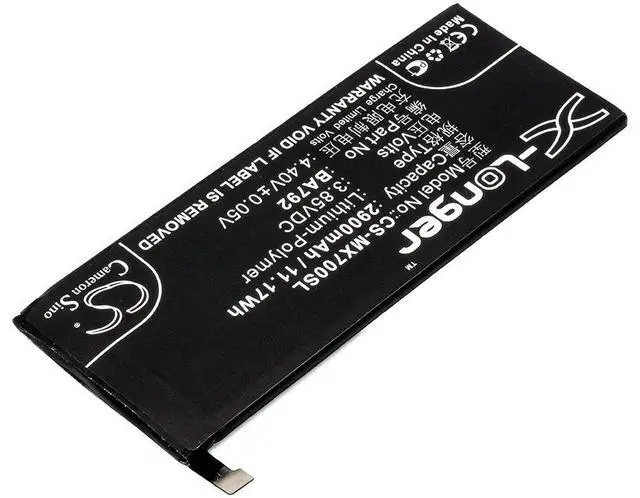 Alt view image 2 of 5 - CS Replacement Battery for MeiZu Pro 7,M792Q,M792C PN:BA792,BA791 2900mAh / 11.17Wh