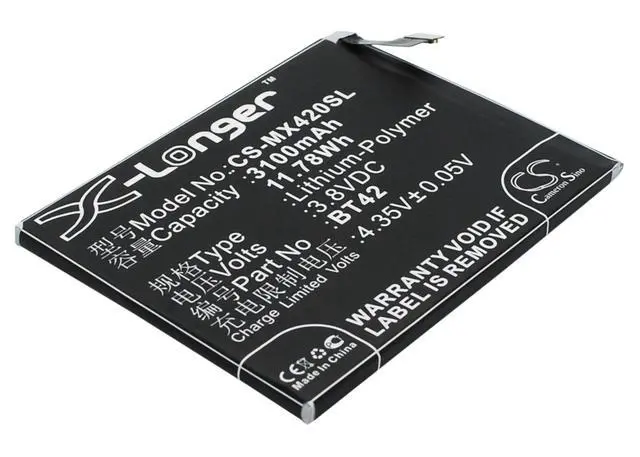 Alt view image 2 of 5 - CS Replacement Battery for MeiZu M1,Note PN:BT42 3100mAh / 11.78Wh