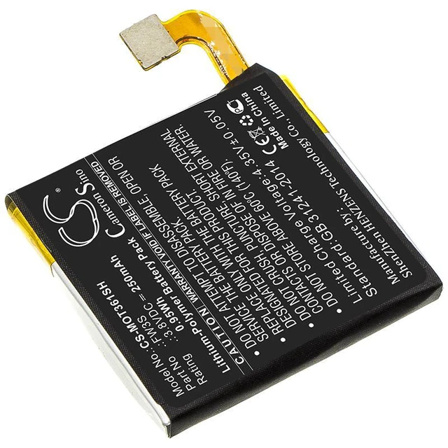 Alt view image 2 of 4 - CS Replacement Battery for Motorola Moto 360 2nd,Moto 360 2rd PN:FW3S 250mAh / 0.95Wh