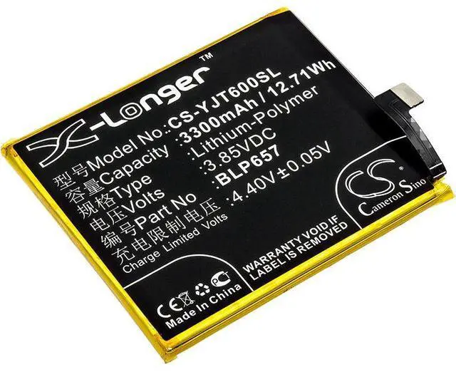 Main image of CS Replacement Battery for OnePlus 6,6 Dual SIM,6 Dual SIM TD-LTE,6 Dual SIM Global,6 Dual SIM Gl PN:BLP657 3300mAh / 12.71Wh