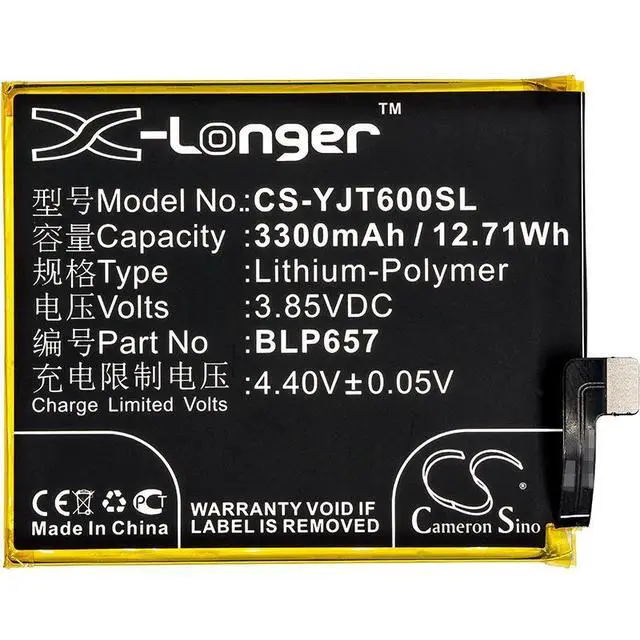 Alt view image 3 of 4 - CS Replacement Battery for OnePlus 6,6 Dual SIM,6 Dual SIM TD-LTE,6 Dual SIM Global,6 Dual SIM Gl PN:BLP657 3300mAh / 12.71Wh