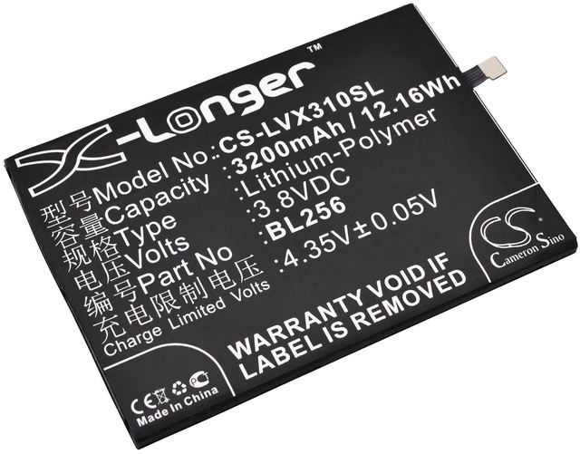 Main image of CS Replacement Battery for Lenovo Vibe X3 Lite,PB1-750N,K51c78,Lemon X3 Lite,Vibe X3 Youth Version PN:BL256 3200mAh / 12.16Wh