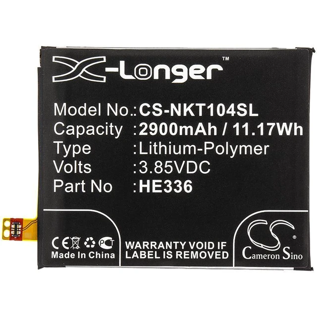 Alt view image 3 of 4 - CS Replacement Battery for Nokia Nokia 5,5 Dual SIM,5 Dual SIM TD-LTE,5 Dual SIM TD-LTE LATAM,HMD PN:HE336 2900mAh / 11.17Wh