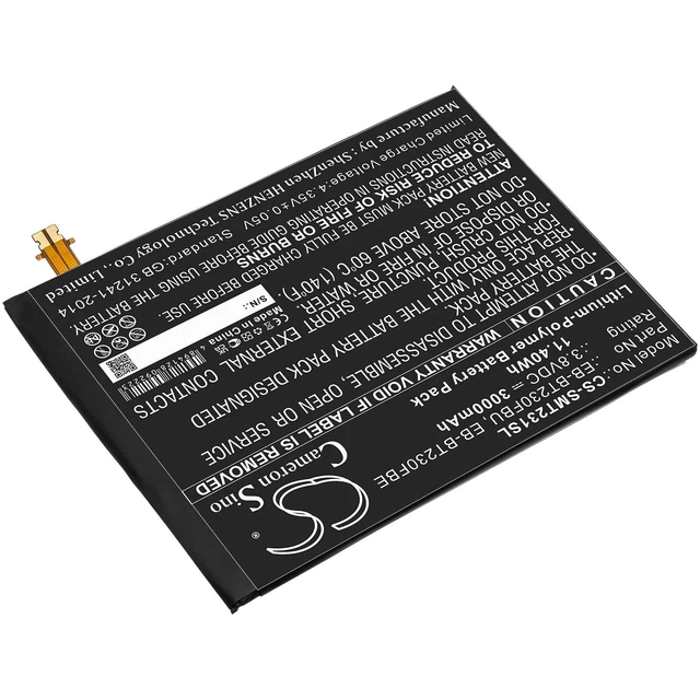 Alt view image 2 of 5 - CS Replacement Battery for Samsung SM-T230NU,Galaxy Tab4 7.0,SM-T239C,Galaxy Tab4 7.0 TD-LTE, PN:EB-BT230FBU 3000mAh / 11.4Wh