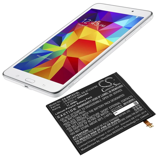 Alt view image 5 of 5 - CS Replacement Battery for Samsung SM-T230NU,Galaxy Tab4 7.0,SM-T239C,Galaxy Tab4 7.0 TD-LTE, PN:EB-BT230FBU 3000mAh / 11.4Wh