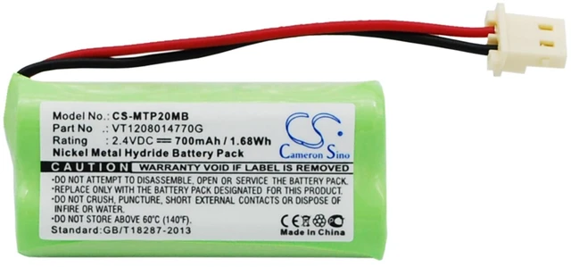 Main image of CS Replacement Battery for Motorola MBP20,MBP161,MBP161TIMER PN:VT1208014770G 700mAh / 1.68Wh