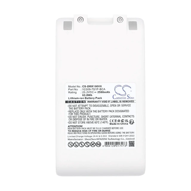 Alt view image 5 of 5 - CS Replacement Battery for Dreame R10 PN:V2309-7S1P-BCA 2500mAh / 63Wh