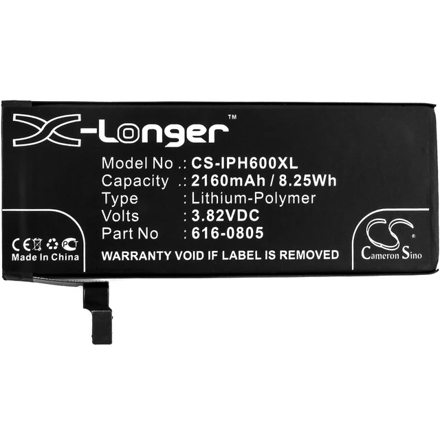 Alt view image 3 of 4 - CS Replacement Battery for Apple iPhone 6,A1586,A1589,A1549 PN:616-0805,616-0806,616-0804,616-0809 2160mAh / 8.25Wh