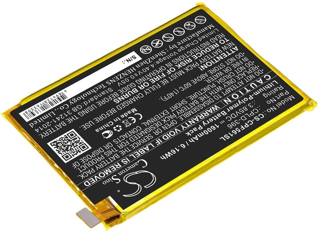 Alt view image 2 of 5 - CS Replacement Battery for Coolpad Torino S,E561 PN:CPLD-396 1600mAh / 6.16Wh