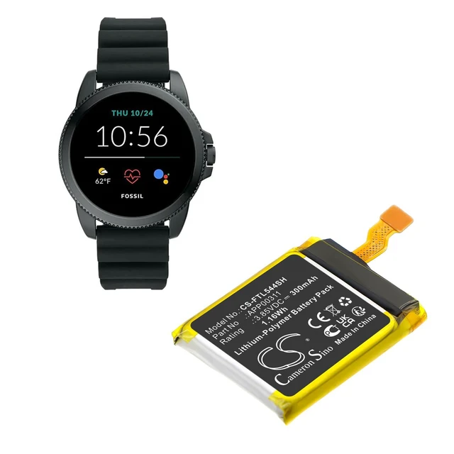 Alt view image 5 of 5 - CS Replacement Battery for Fossil DW11F,Gen 5E 44mm PN:APP00311 300mAh / 1.16Wh
