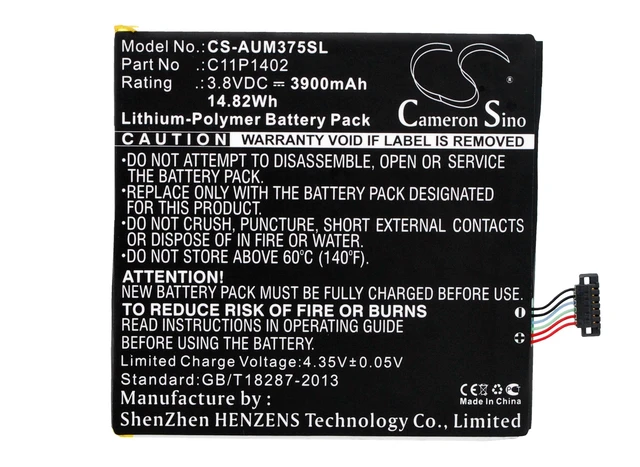 Alt view image 5 of 5 - CS Replacement Battery for Asus FE375CG,FE375CXG,Padpone 7 K019,ME375C,K019 PN:C11P1402 3900mAh / 14.82Wh