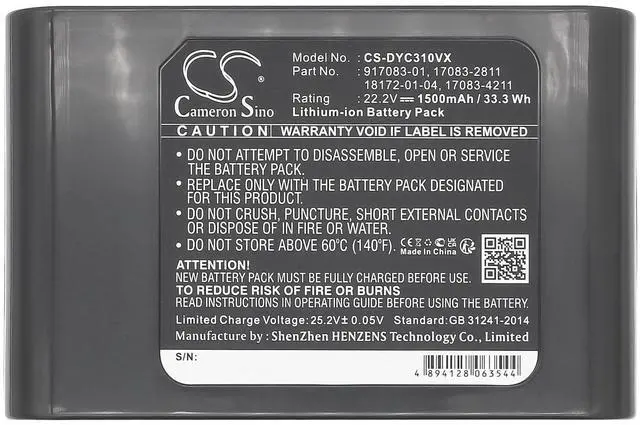 Alt view image 4 of 6 - Battery for Dys on DC31,DC34,DC35, DC44,Animal,  917083-05 22.20V 1500mAh / 33.30Wh