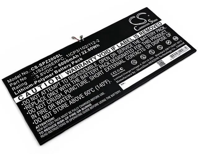 Main image of 6000mAh / 22.80Wh Battery for Sony SGP511, SGP512, SGP521, SGP541, SGP551, SGP561, SOT21, Xperia Tablet Z2, Xperia Tablet Z2 TD-LTE PN:Sony 1277-3631.1B, 1ICP3/102/112-2, LIS2206ERPC
