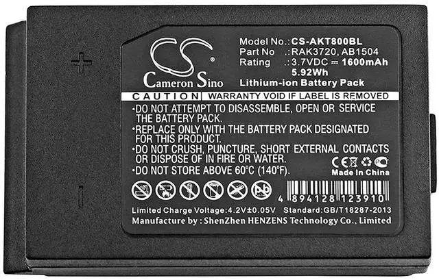 Alt view image 3 of 3 - Cameron Sino Battery for Akerstroms AQ80 Transmitters, Mercury 12bd, Mercury 8b, T-Rx 12b, T-Rx 28jb, T-Rx display 12b, T-Rx display 28 jb, T-Rx en T-Rx display, TX50 Transmitters 1600mAh