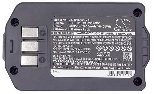 Alt view image 5 of 5 - CS Battery for BH50121, BH50125, BH50130, BH50140, BH51110, BH51120, BH51120PC, BH51120PTV, BH52100, BH52100PC, BH52120, BH52120PC, BH52150PC, BH52160, BH52160PC, Handheld Vacuum 2000mAh